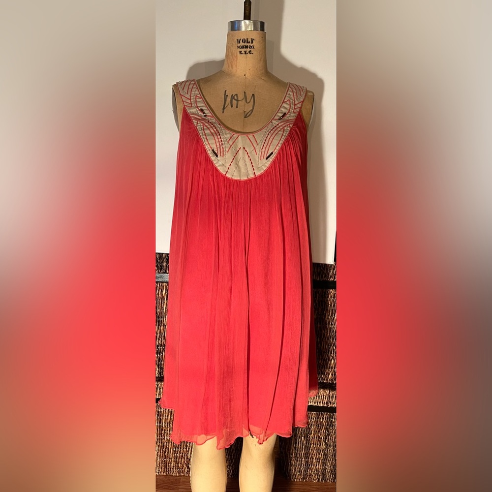 Laundry by Design - Silk Chiffon Dress with Beaded Neckline
